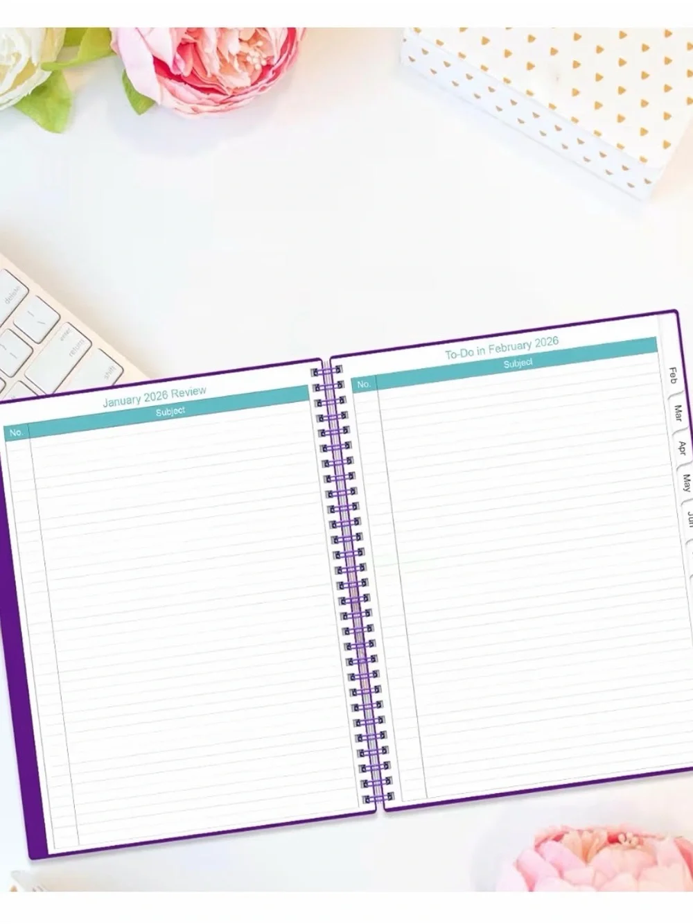 2026-2027 Monthly Planner - Purple Spiral Notebook A4